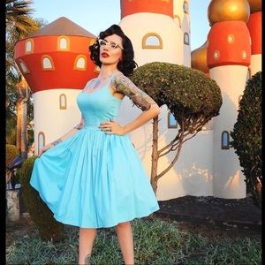 Pinup couture sky blue Jenny dress small retro pinupgirl clothing